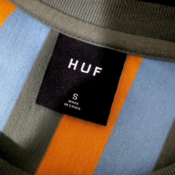 HUF WORLDWIDE Stripes T Shirt Small Yellow/Green/Blue - Picture 4 of 6
